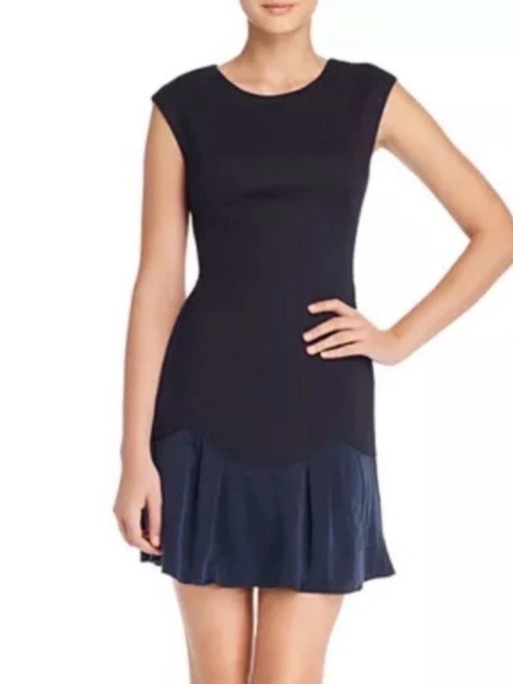 Rebecca Taylor Navy Sleeveless Drop-Waist Dress